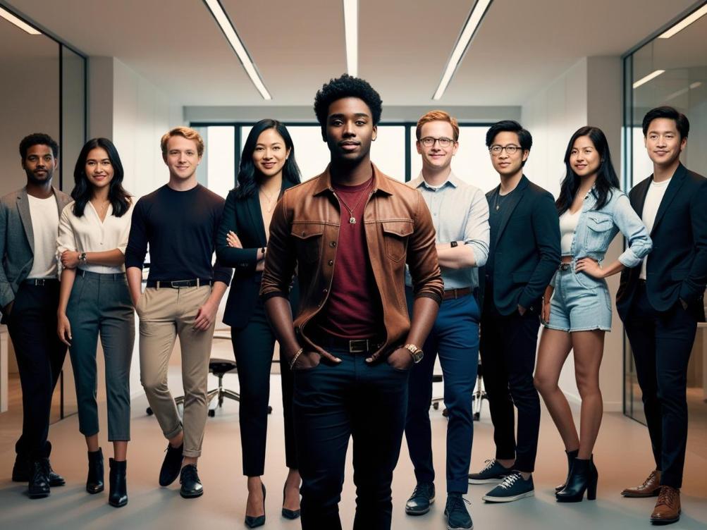 Diverse startup team with professional headshots posed confidently in modern tech office.